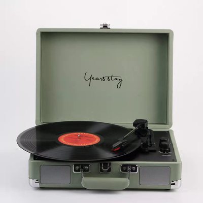 Classic Turntable with Green PU leather